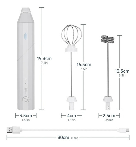 Imagen 6 de 7 de Batidor Eléctrico De Globo Para Leche Y Café Usb Recargable
