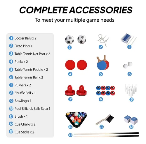 Mesa Multi-juegos Pexmor 6-en-1: Hockey, Futbolín, Billar Y
