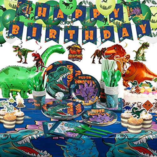 Kit De Suministros De Fiesta De Cumpleaños De Dinosaurios Pa