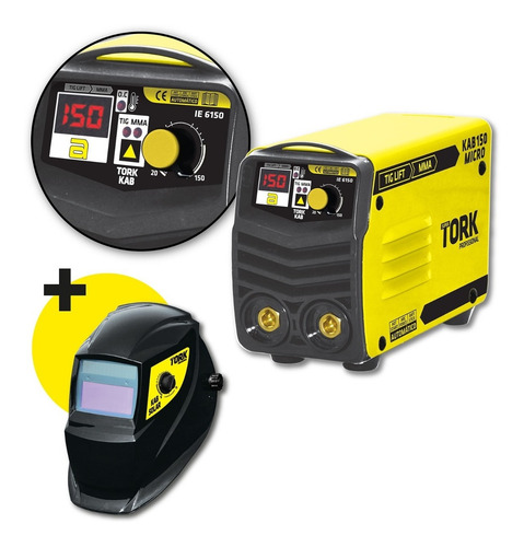 Imagem 1 de 6 de Kit Inversora Solda Kab 150 Micro + Máscara Automática Tork