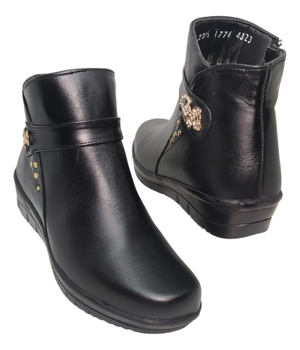 Botin Mujer Comodo Moda Herraje Casual Cierre