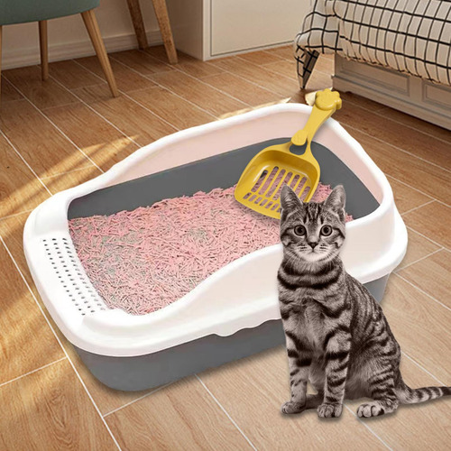 Caja De Arena Para Gatos Abierta, Orinal, Gris L 50x35x18cm