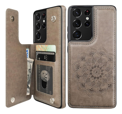 Funda Para Samsung Galaxy S21 Ultra - Gris/mandala/tarjet...