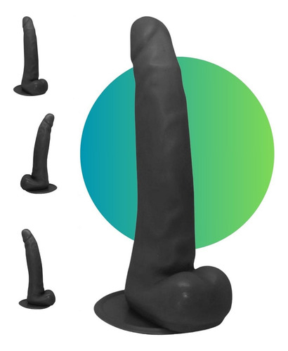 Pênis Borracha Vibrador 20cm 3,5cm Consolo Pinto Preto Sol