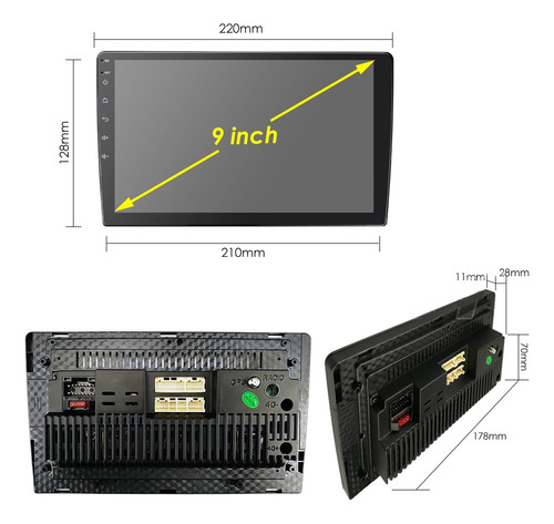 Pantalla Multimedia Android 9 4g Ram Full Hd Car Play Negro