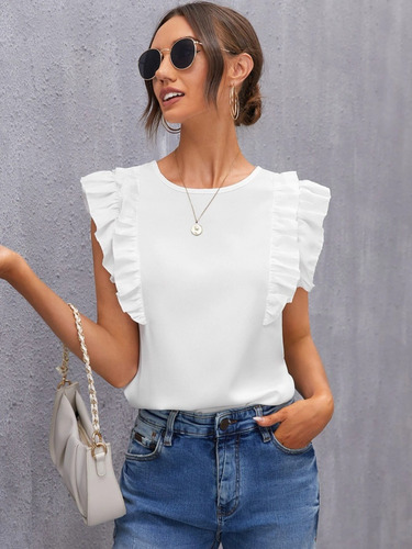 Blusa Blanca Elegante Para Damas 