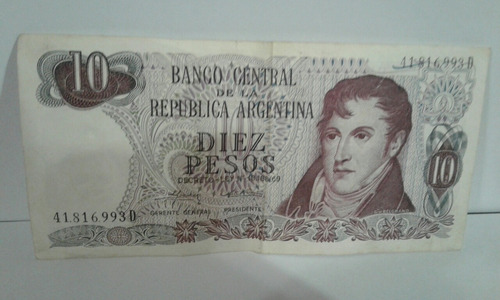 Billete De Diez Pesos Decreto Ley 18188/69