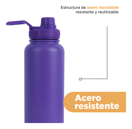 Miniso Termo Con Tapa Enroscable Acero Inoxidable Purpura 14