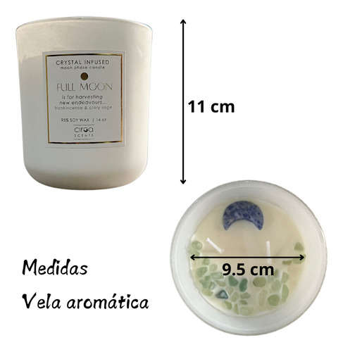 Vela Aromática C/cuarzos Cera De Soya Incienso Y Salvia 850g