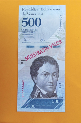 Muestra Sin Valor Del Billete De 500 Bolívares Fuertes. Unc.