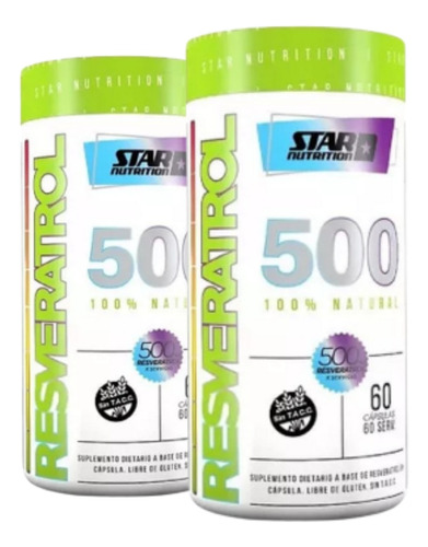 Resveratrol 500 X 2 Potes Star Nutrition Antioxidante