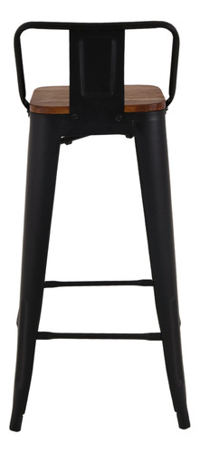 Kit 2 Banquetas Tolix Iron Industrial Preta Assento Madeira Cor Banqueta Alta Com Encosto Para Cozinha Tolix Iron Industrial Madeira Preto