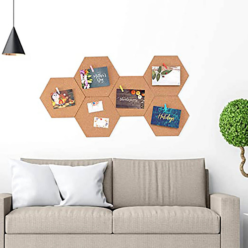 Tablero De Mensajes Hexagonal De Corcho, Foto, Adhesivo Para