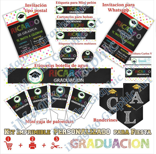 Graduación Infantil Pizarra Kit Imprimible Mesa De Dulces 