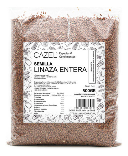 Semilla De Linaza Entera Calidad Premium 500g