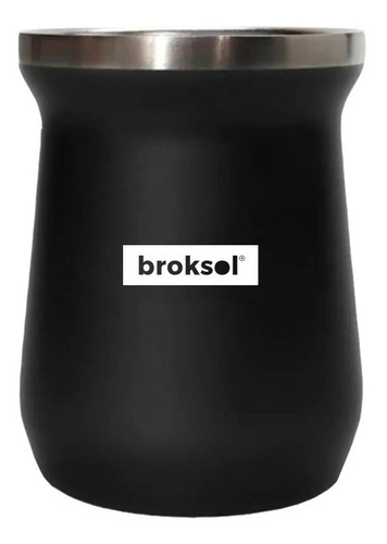 Mate Termico Acero Inoxidable Vaso Frio Calor Broksol 250 Ml Color Negro