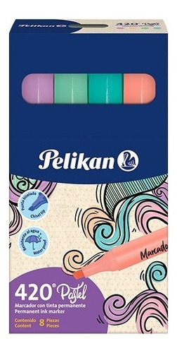 Marcadores Colores Pastel Permanentes Pelikan 420 Caja X8 Un