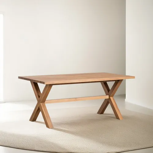 Mesa Comedor Y De Jardín Rectangular En Roble Macizo