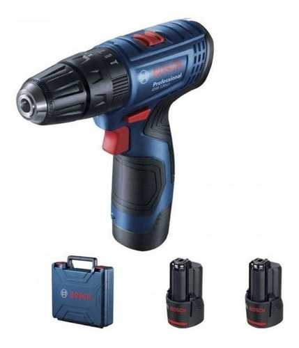 Imagen 4 de 4 de Taladro eléctrico percutor y destornillador Bosch Professional GSB 120-LI inalámbrico 1500rpm azul 127V/220V 12V con maletín de transporte