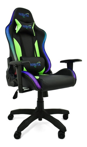 Imagen 3 de 7 de Silla Gamer Alta Gama Reforzada Metalica Leds Rgb Nisuta