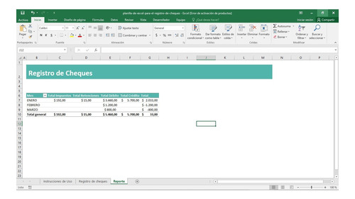 Excel Para Registrar Cheques