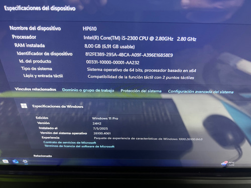 All In One Hp Touchsmart 610-23 Negro (Usado)