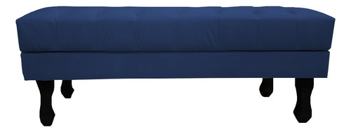 Puff Recamier Baú Luis Xv 1,20m Suede Azul Marinho