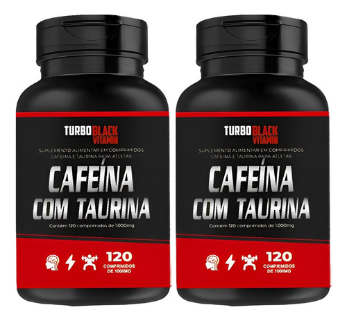 02 Cafeína Com Taurina Energia Turbo Black 240 Comprimidos