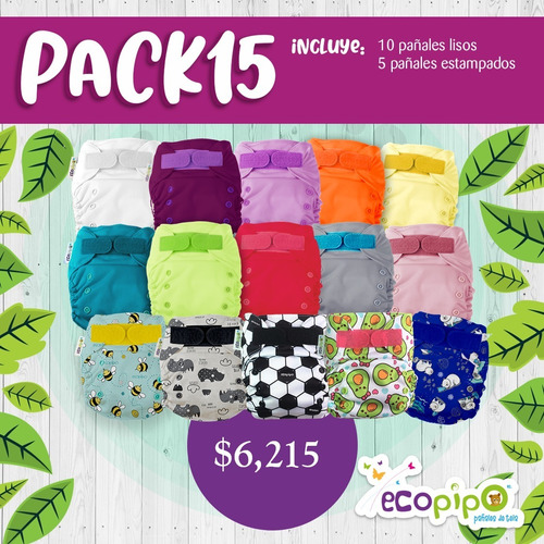 Pack 15 Pañales De Tela Ecopipo (pañales Ecologicos)