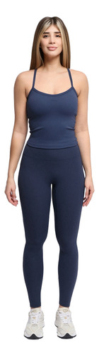 Top Deportivo Mujer Espalda Cruzada Crop Azul
