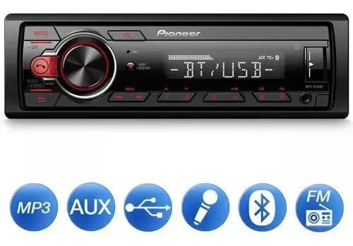 Som automotivo Pioneer MVH S218BT com USB bluetooth e radio