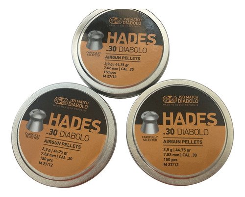 3 Latas De Diabolo Jsb Hades Calibre 30 Pesos 44.75 Gr