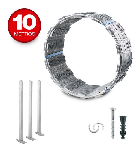 Kit Concertina Protetor Perimetral Cerca Ouriço 10m 30cm