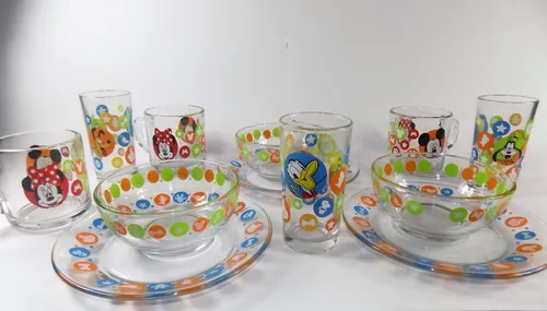 Vajilla mickey mouse cristal hot sale