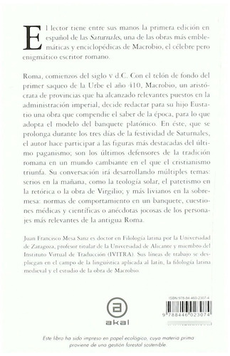 Saturnales Macrobio Akal