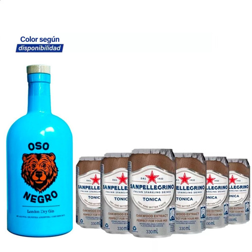 Combo Gin Oso Negro + X6 Latas San Pellegrino - 01almacen