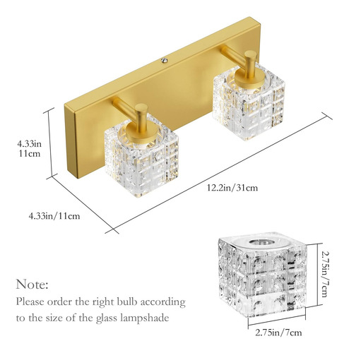 Lámpara De Tocador Dorada, Lámpara De Pared Para Baño, 2 Lám