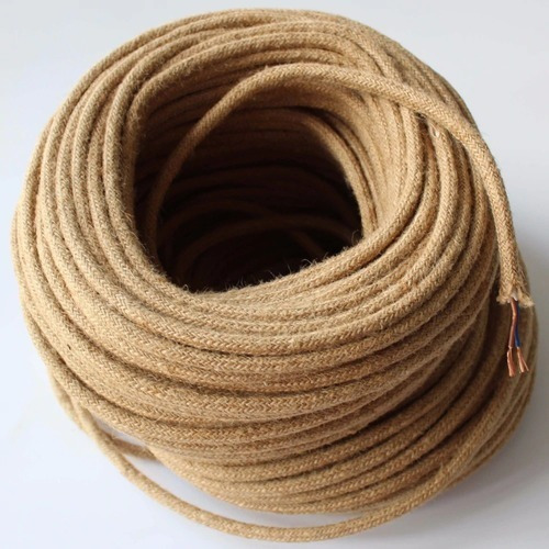 Imagen 2 de 5 de 10 Metros Cable Textil Arpillera Yute Lampara Vintage Retro