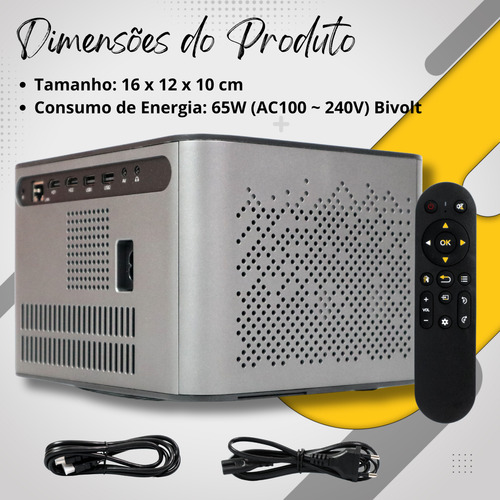 Projetor V9 Pro 4200 Lumens Android 4k Smart Datashow Home