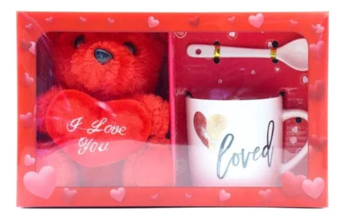 Taza Con Osito + Cuchara Caja De Regalo Amor Dia De La Madre