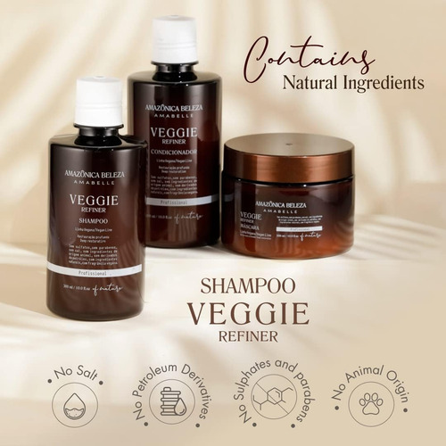 Shampoo E Condicionador Beleza Vegan Veggie Refiner, Nutre,