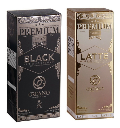 Café Organo Gold Premium Gourmet; 1 Latte + 1 Negro Black 