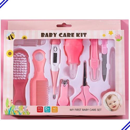 Kit de higiene para el cuidado del recién nacido, tijeras, cepillo, color rosa, kit de cuidado del bebé, kit de manicura, kit de higiene para bebés, rosa