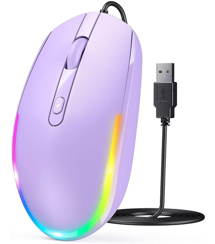 Mouse Retroiluminado Para Pc Con Cable | Universal / Purp...