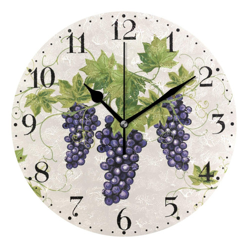 Reloj De Pared Con Diseño De Uva De Frutas De 9.8 Pulgadas,
