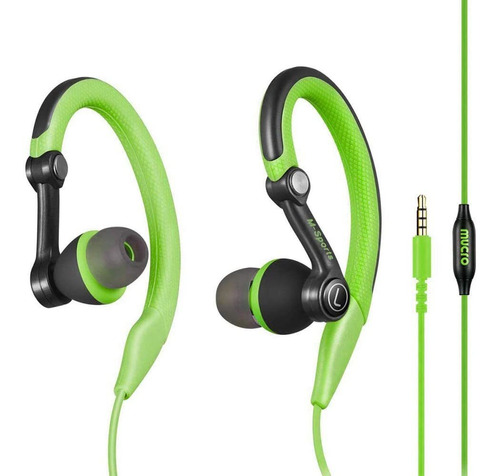 Auriculares Mucro, Con Cable/verde/microfono