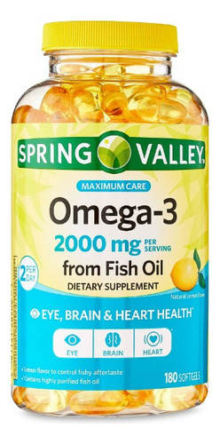 Omega-3 2000mg Fish Oil 180 Cápsulas Spring Valley