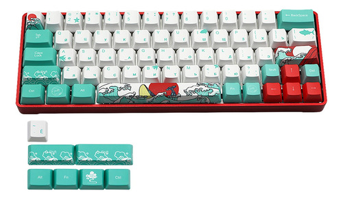 71key Coral Sea Ukiyo-e Dye-sub Pbt Keycaps Set Diy Para