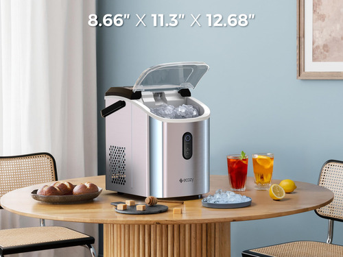 Nugget Ice Maker Ecozy Ecozy Countertop 15 Kg Em Aço Inoxidá