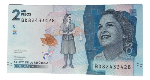 Billete 2000 Pesos Serial Radar Bd82433428 23/jul/2019 Unc